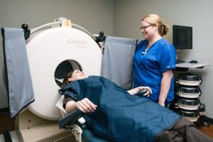 CT Scan with patient and CT Tech